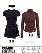 COMBO ESSENTIALS | ENTERIZO TIPO VESTIDO + CHAQUETA + BANDA PARA EL SUDOR | LUSIAN REF.1170